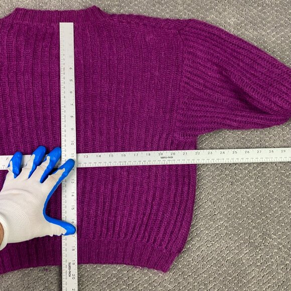 LL Bean Mohair Blend Cardigan Sweater Women's Large Purple Cropped - Picture 6 of 11